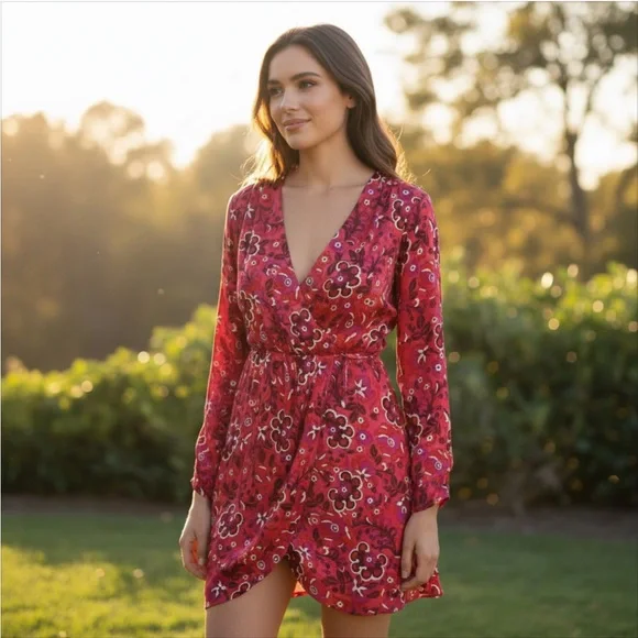 NWT Maeve x Anthropology Pink Floral Wrap Dress - Picture 3 of 12